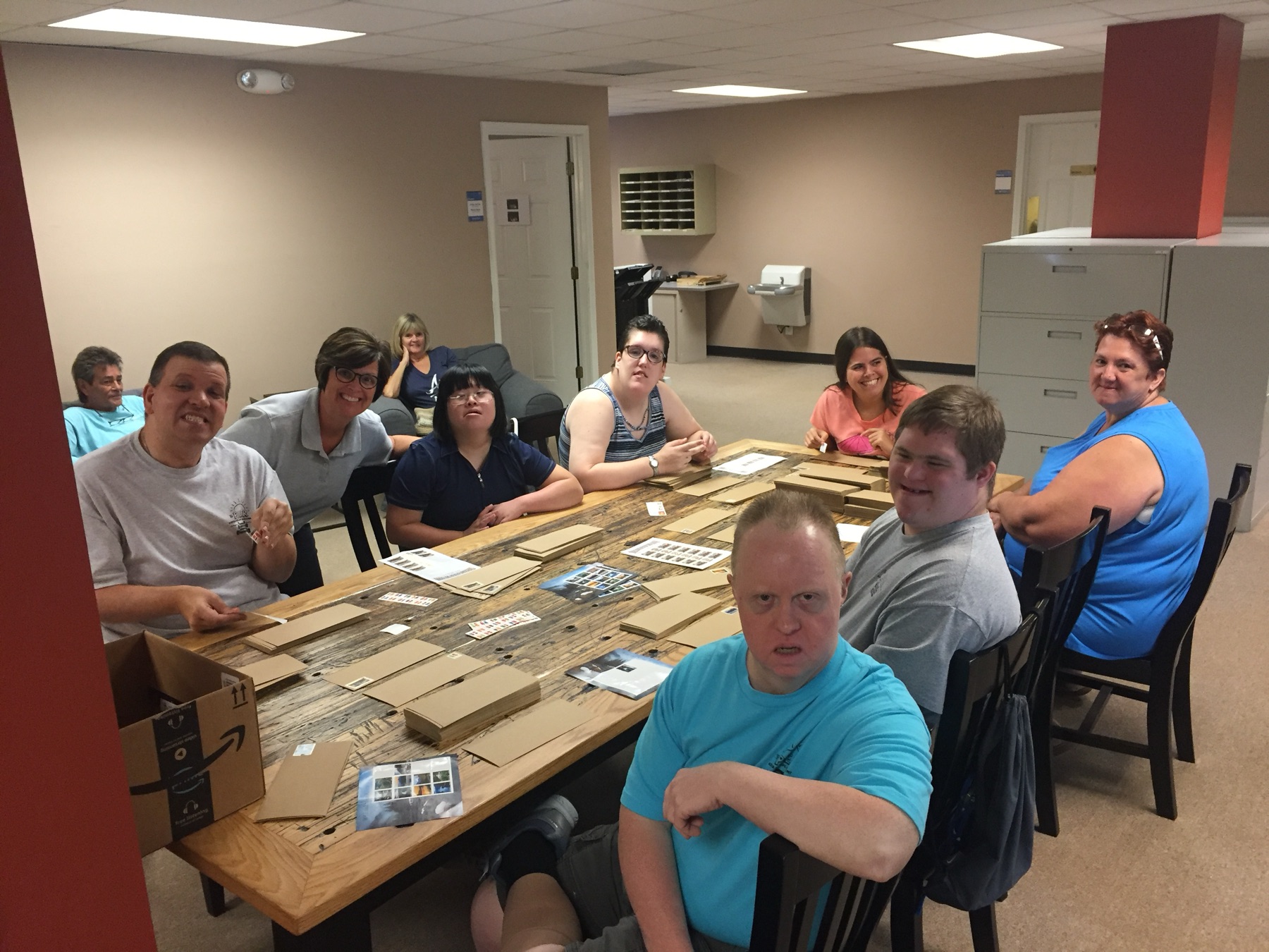 People working together around a table